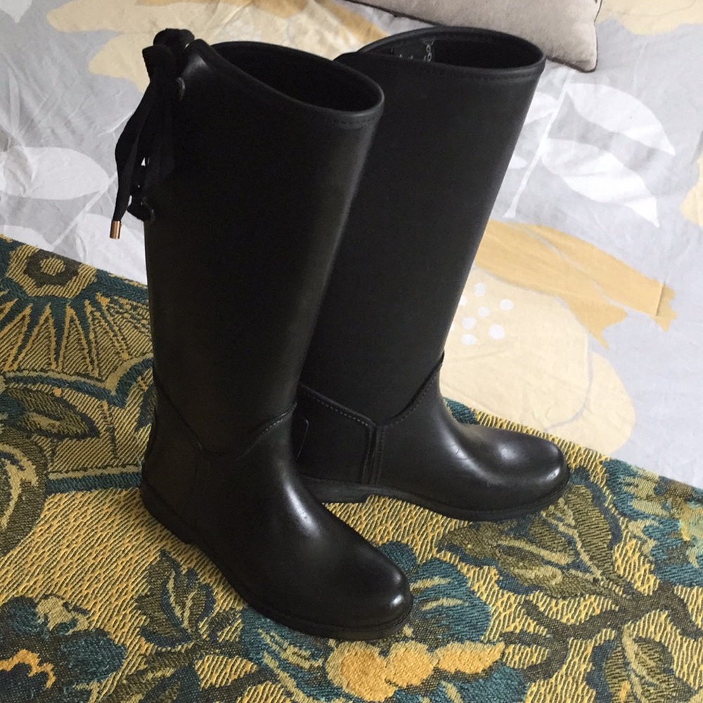 Coach Black matte tristee riding rain boots